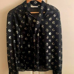 Tie-Neck Printed Blouse